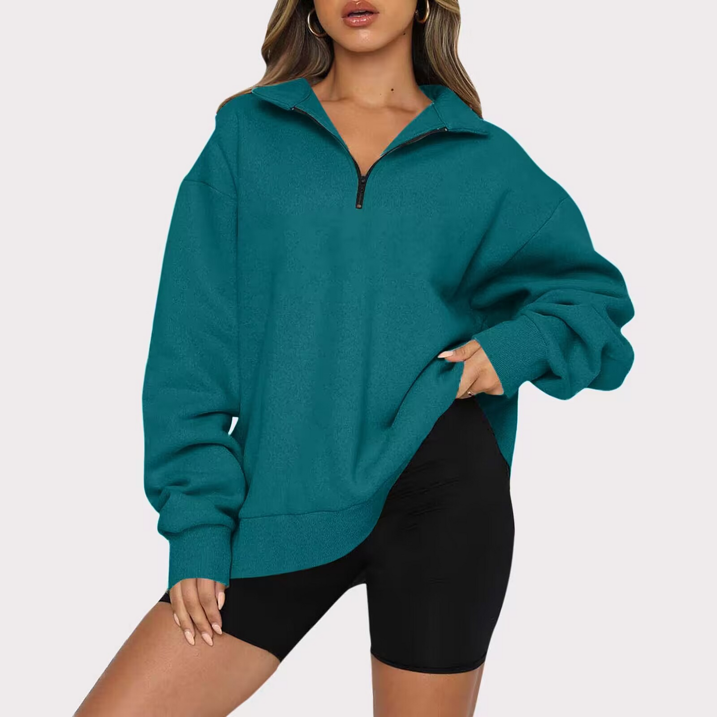 Velora® | Half-Zip Oversized Sweatshirt - The Pine Avenue