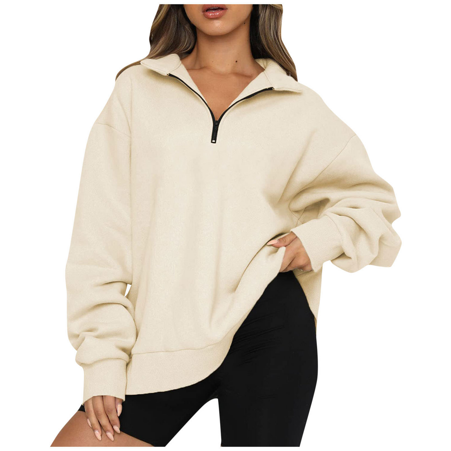 Velora® | Half-Zip Oversized Sweatshirt - The Pine Avenue